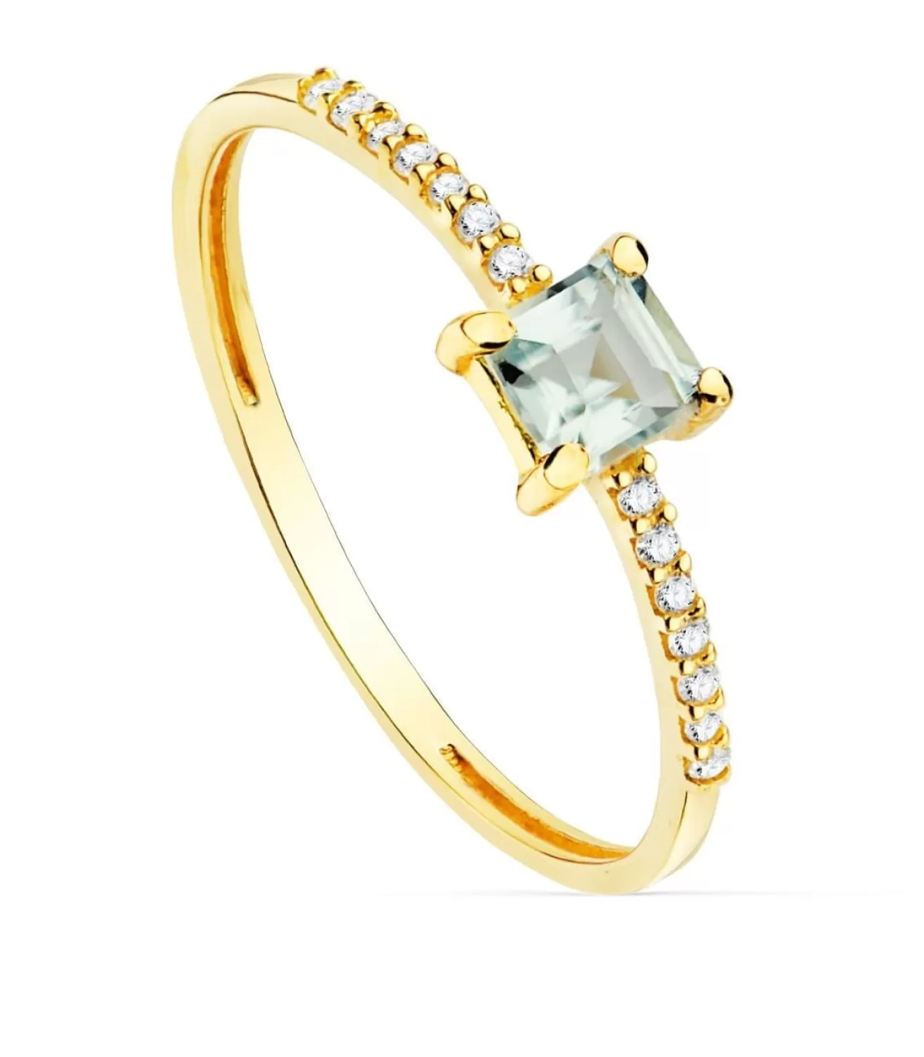 Anillo Loren Oro 18K Diamantes 0.070 Qts. Aguamarina<Alda Joyeros Cheap