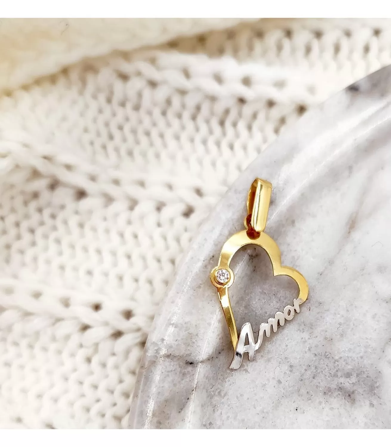 Colgante Corazon Oro Bicolor 18K Amor 22Mm<Alda Joyeros Outlet