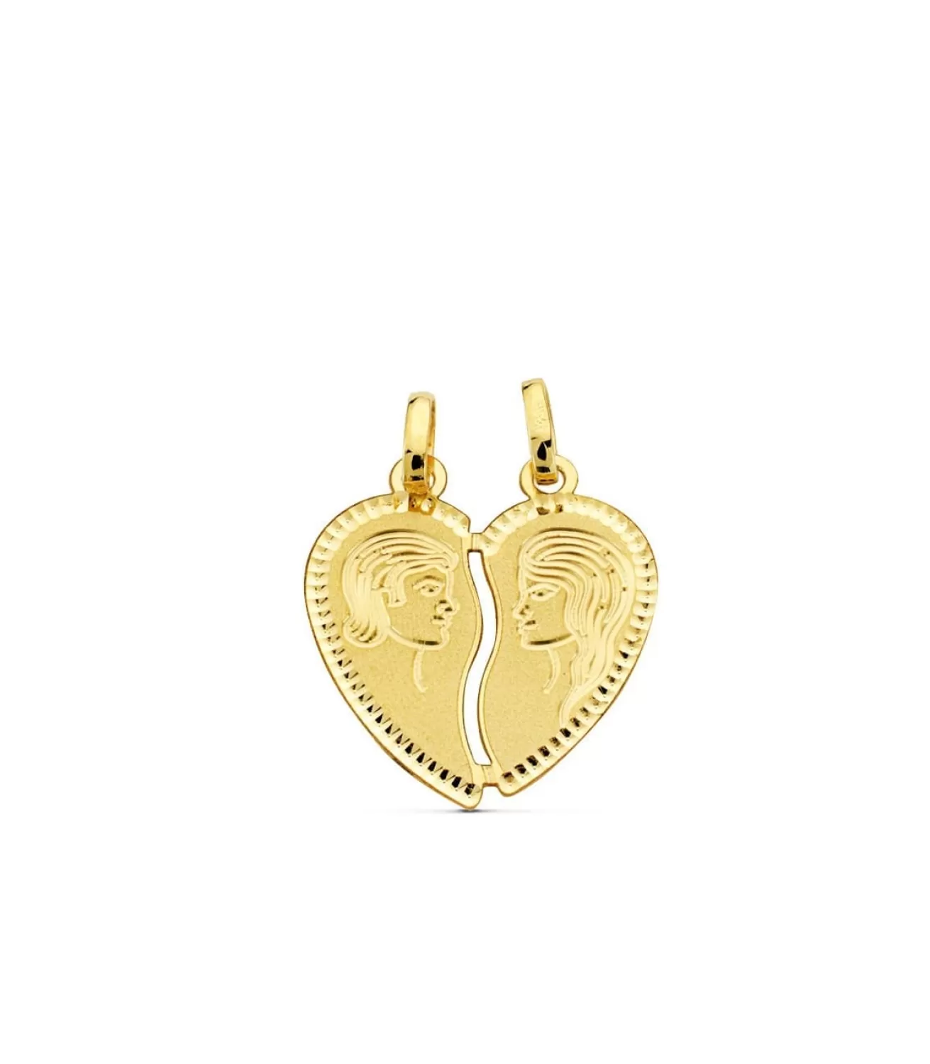 Colgante Corazon Partido Pareja Oro Amarillo 18K<Alda Joyeros Hot
