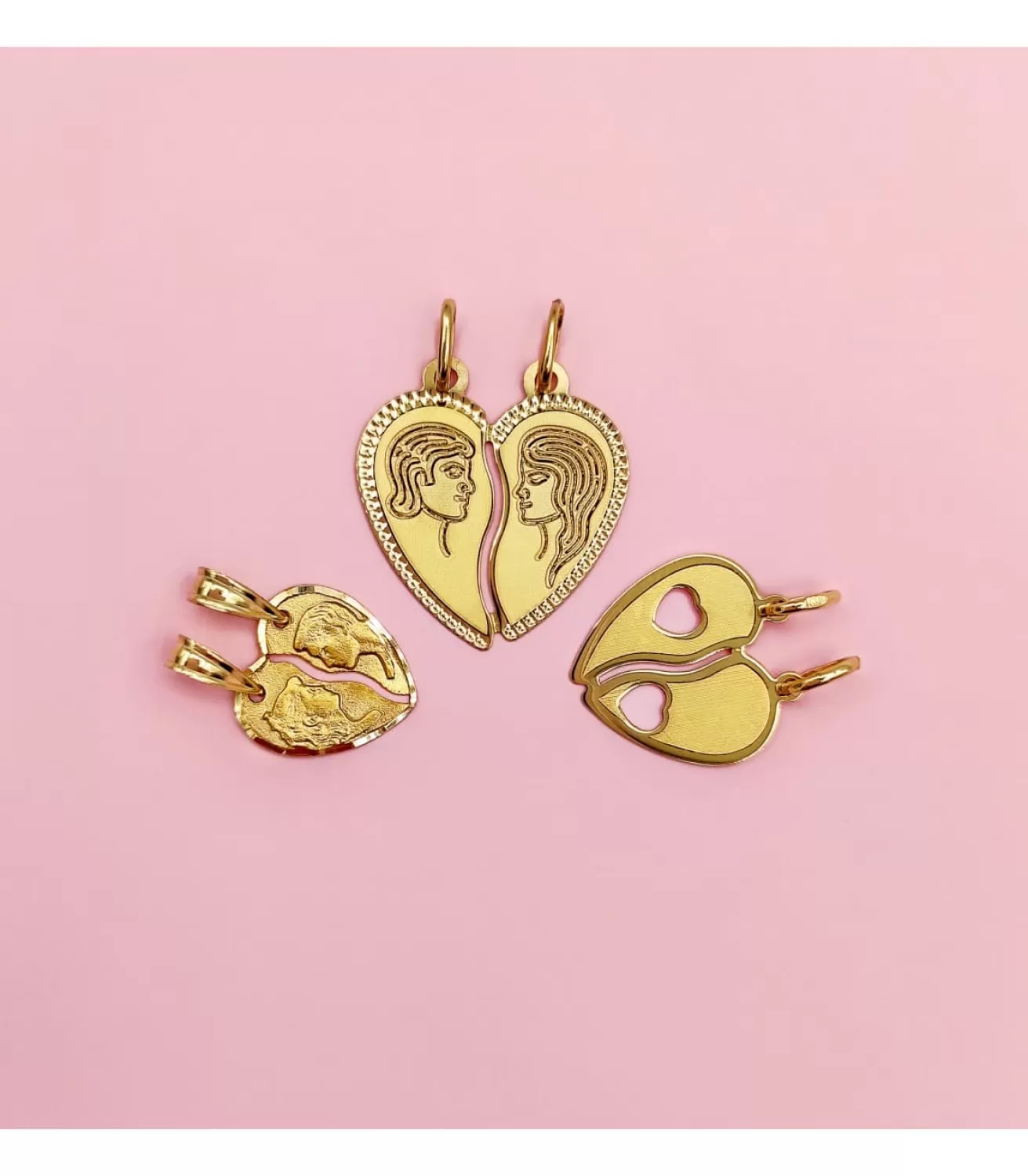 Colgante Corazon Partido Pareja Oro Amarillo 18K<Alda Joyeros Hot