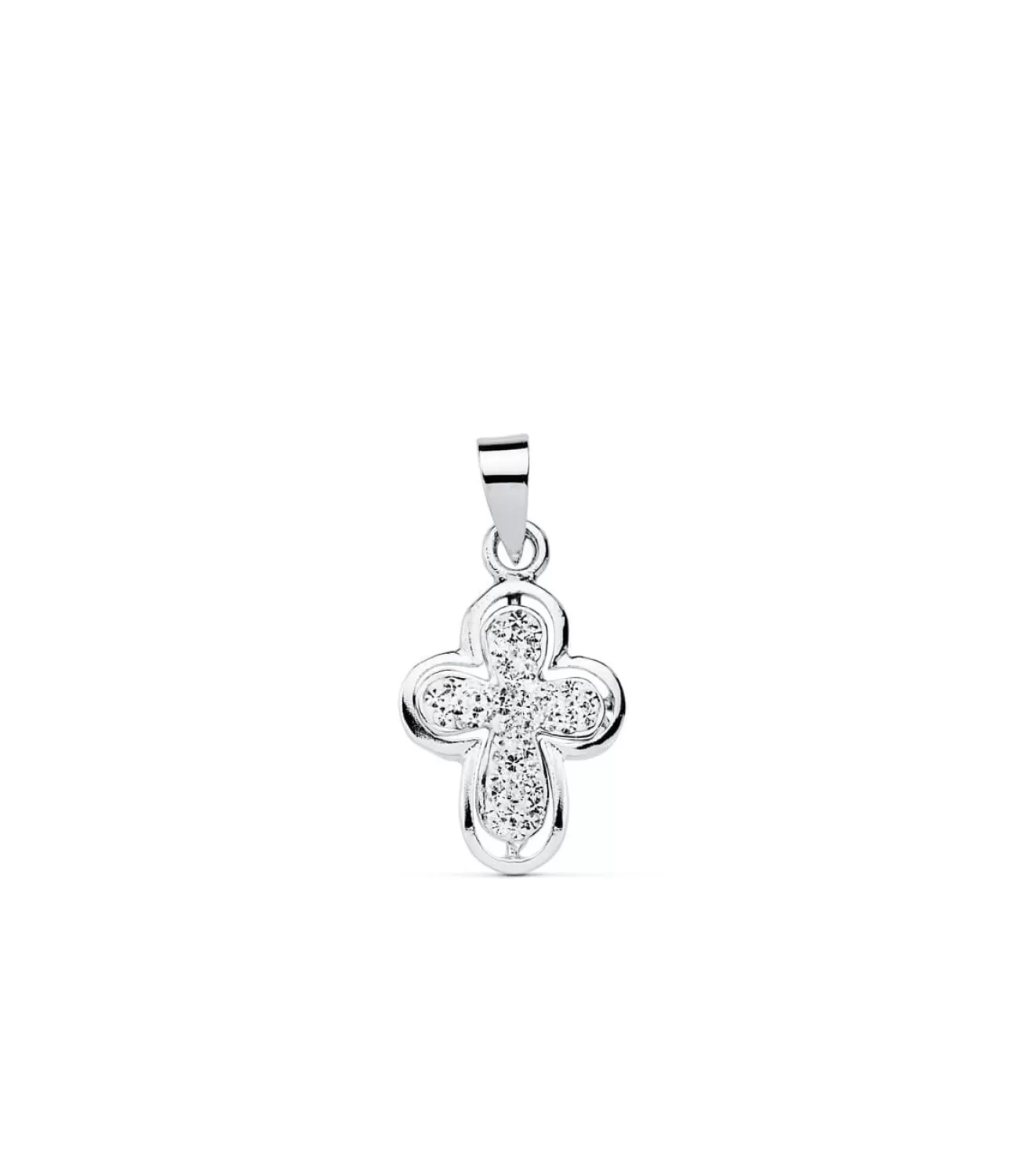 Colgante Cruz De Mujer Oro Blanco 9K Circonitas 16Mm<Alda Joyeros New