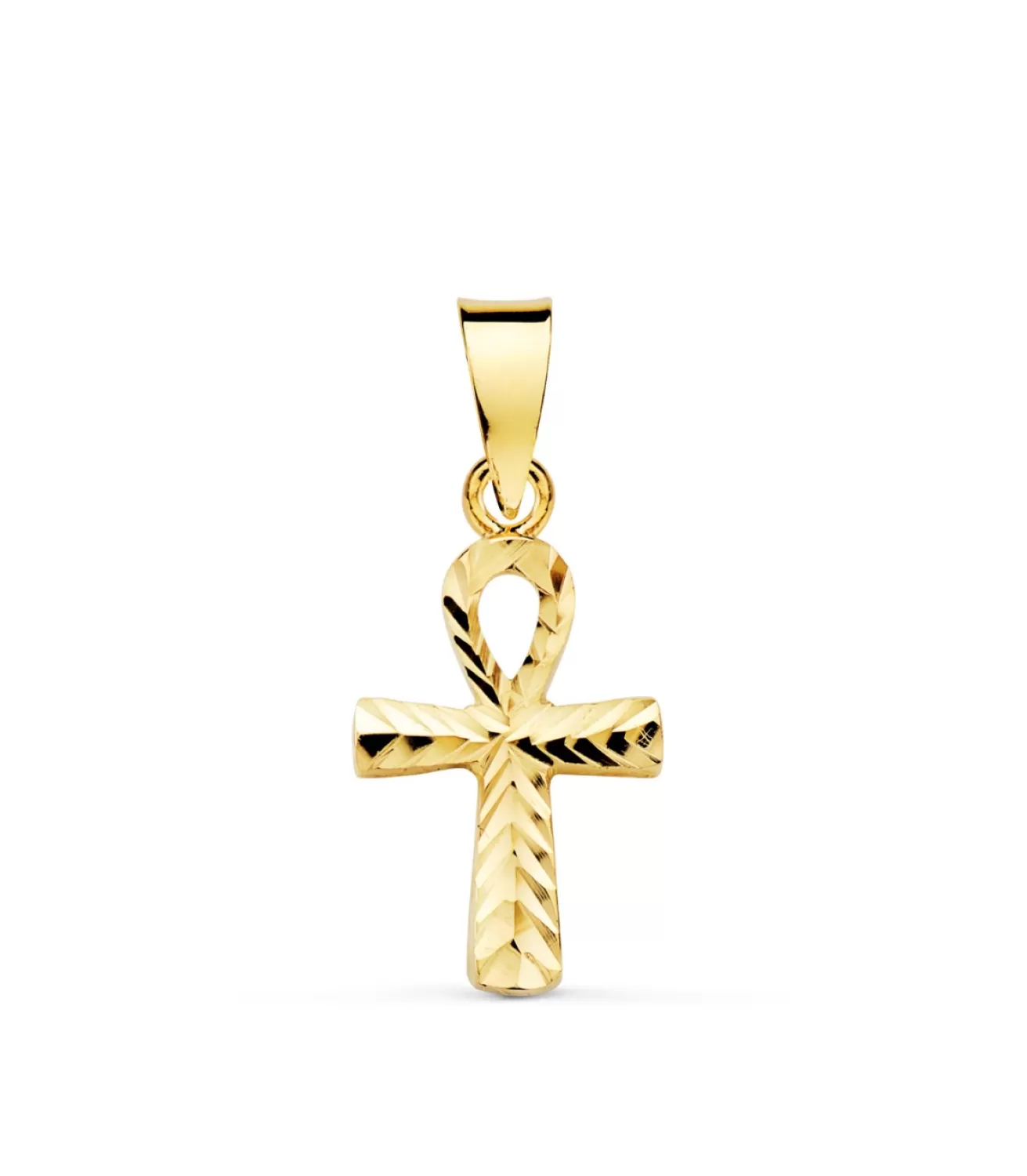 Colgante Cruz Egipcia Tallada Oro 18K 16Mm<Alda Joyeros Shop