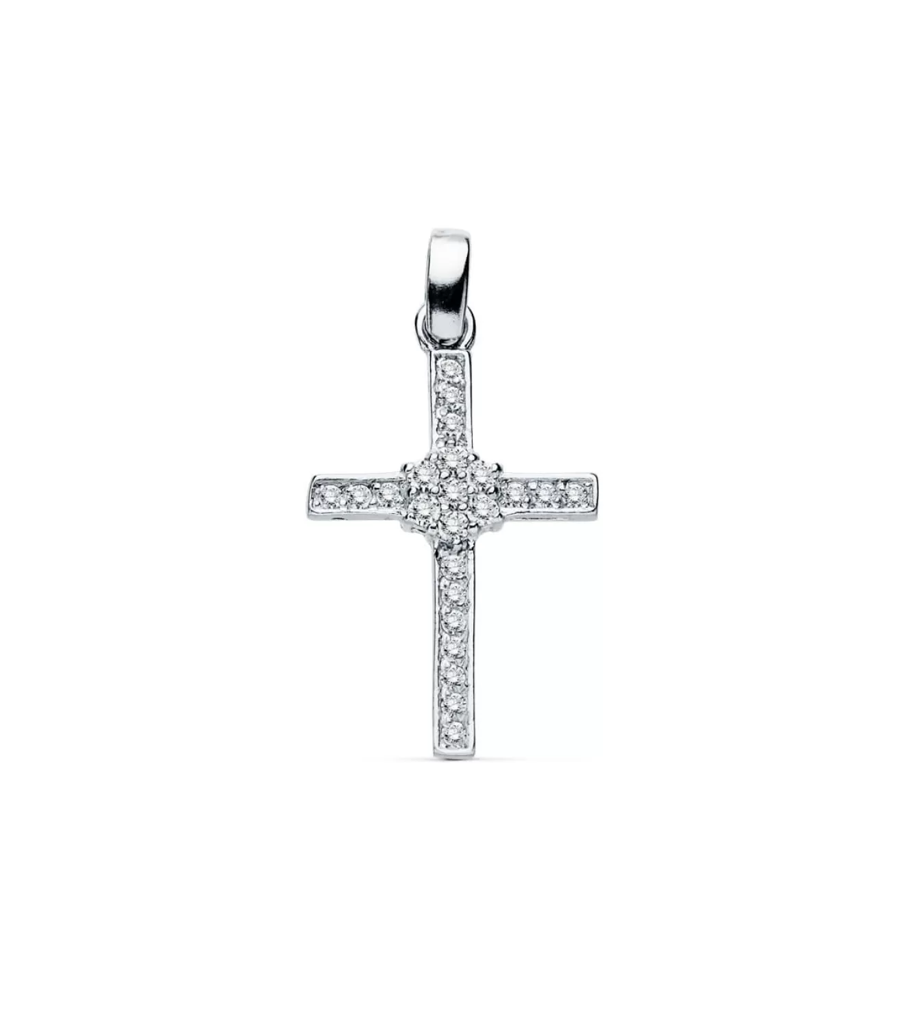 Colgante De Mujer Oro Blanco 18K Cruz Gemas Ii<Alda Joyeros Shop