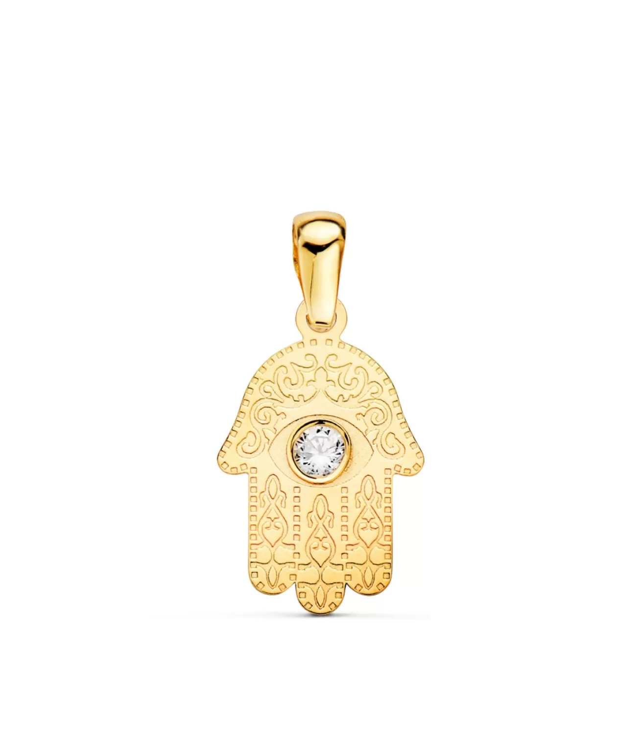 Colgante Mano De Fatima Circonita Oro 18 K 15 Mm<Alda Joyeros Hot