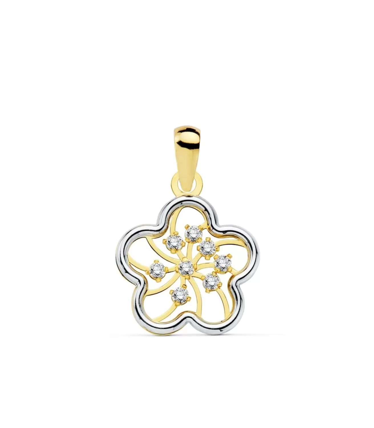 Colgante Mujer Flori Oro Bicolor 18K 13 Mm<Alda Joyeros Best