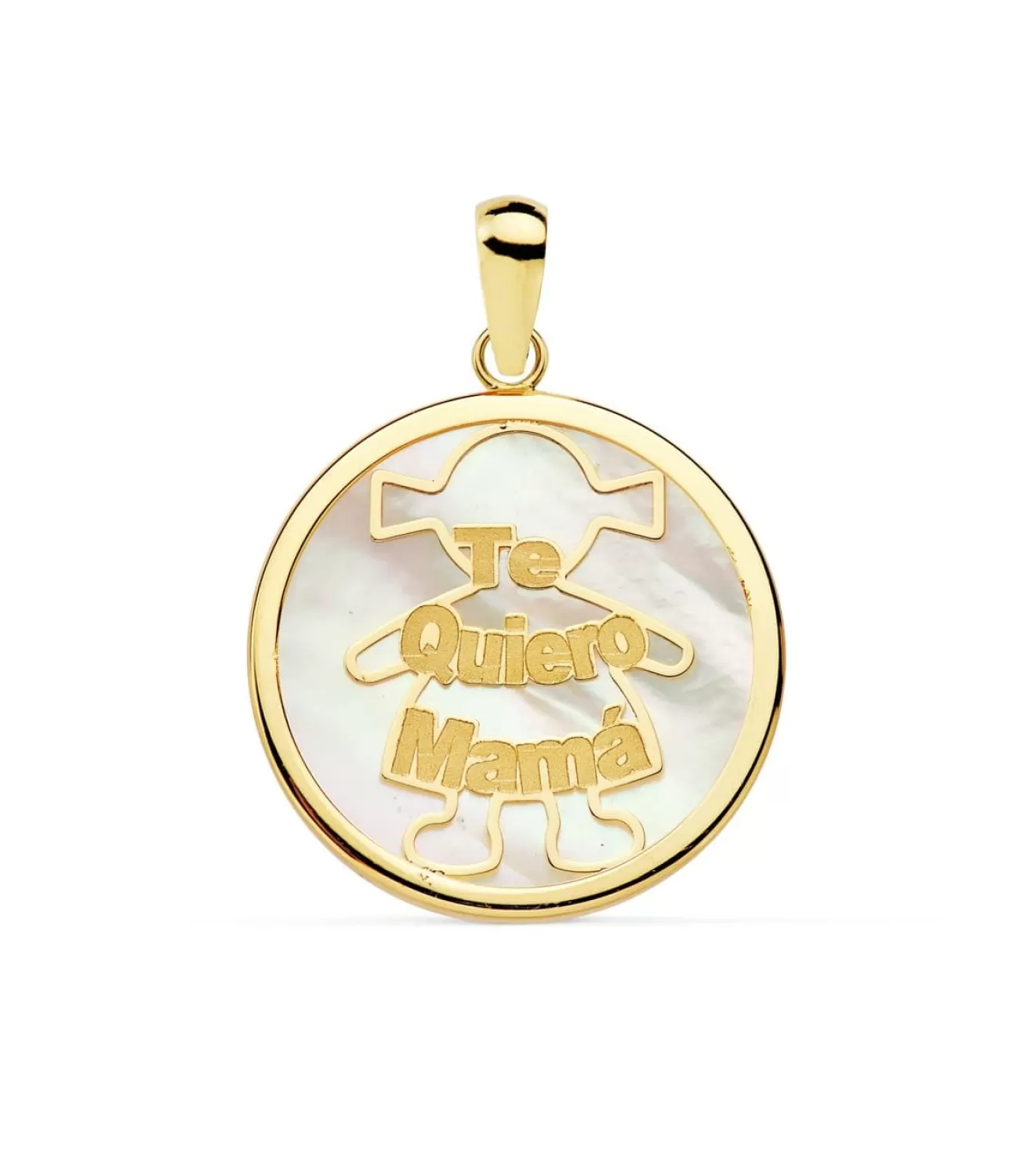 Colgante Nacar Mama Oro Amarillo 18K Silueta Niña 20Mm<Alda Joyeros Store
