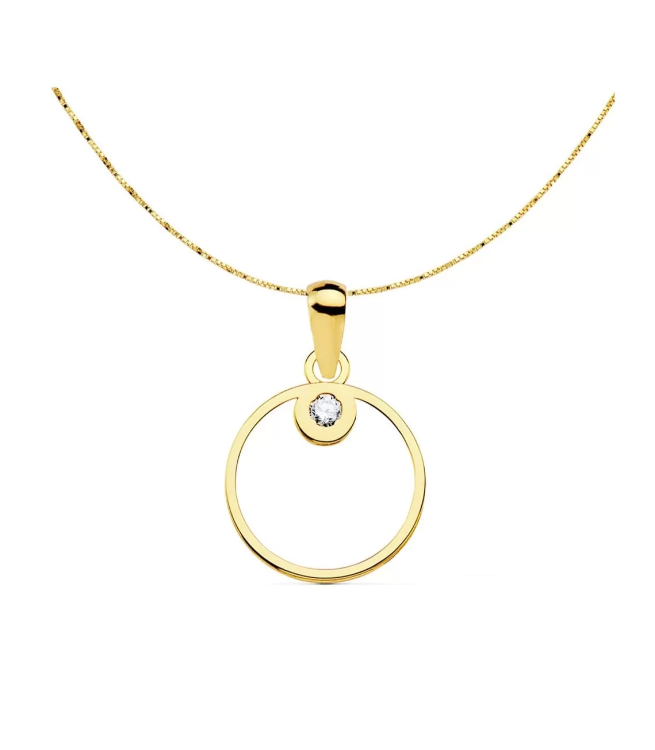 Colgante Space Oro Amarillo 18K Circulo Line 12Mm<Alda Joyeros Outlet