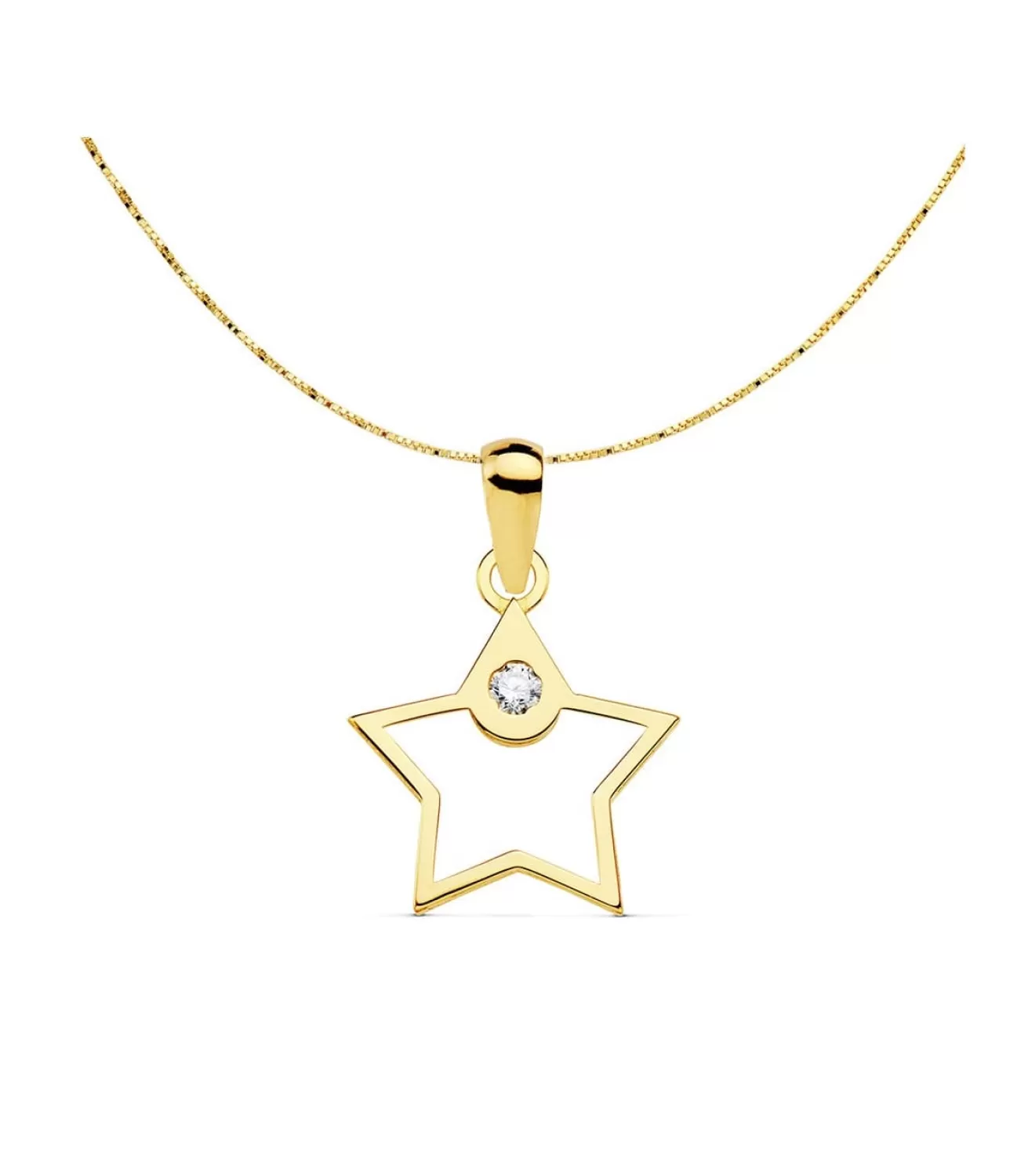 Colgante Space Oro Amarillo 18K Estrella Line 12Mm<Alda Joyeros Cheap
