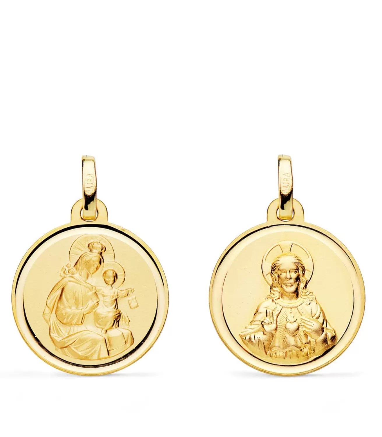 Escapulario Oro 18K Bisel V. Carmen Y C. Jesus 18Mm<Alda Joyeros New