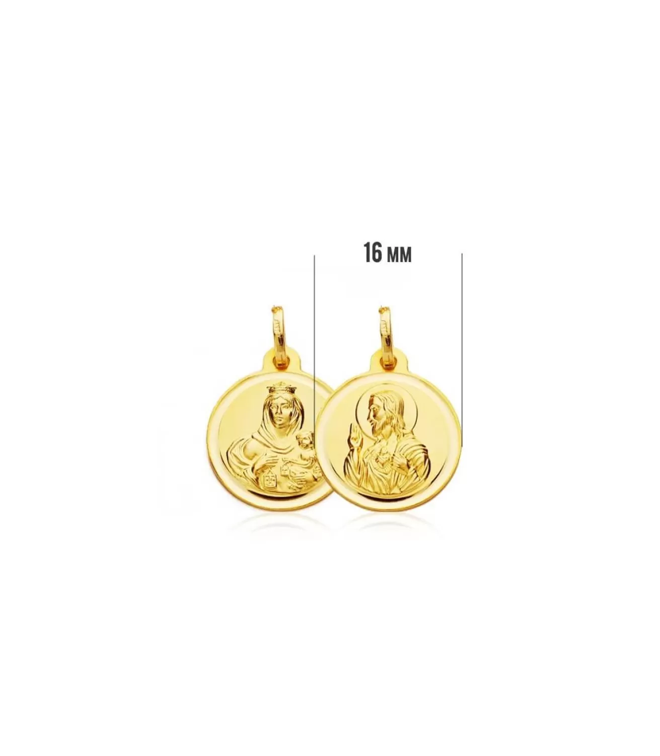 Medalla Virgen Carmen Y Corazon De Jesus 9 Ktes 16Mm<Alda Joyeros Hot