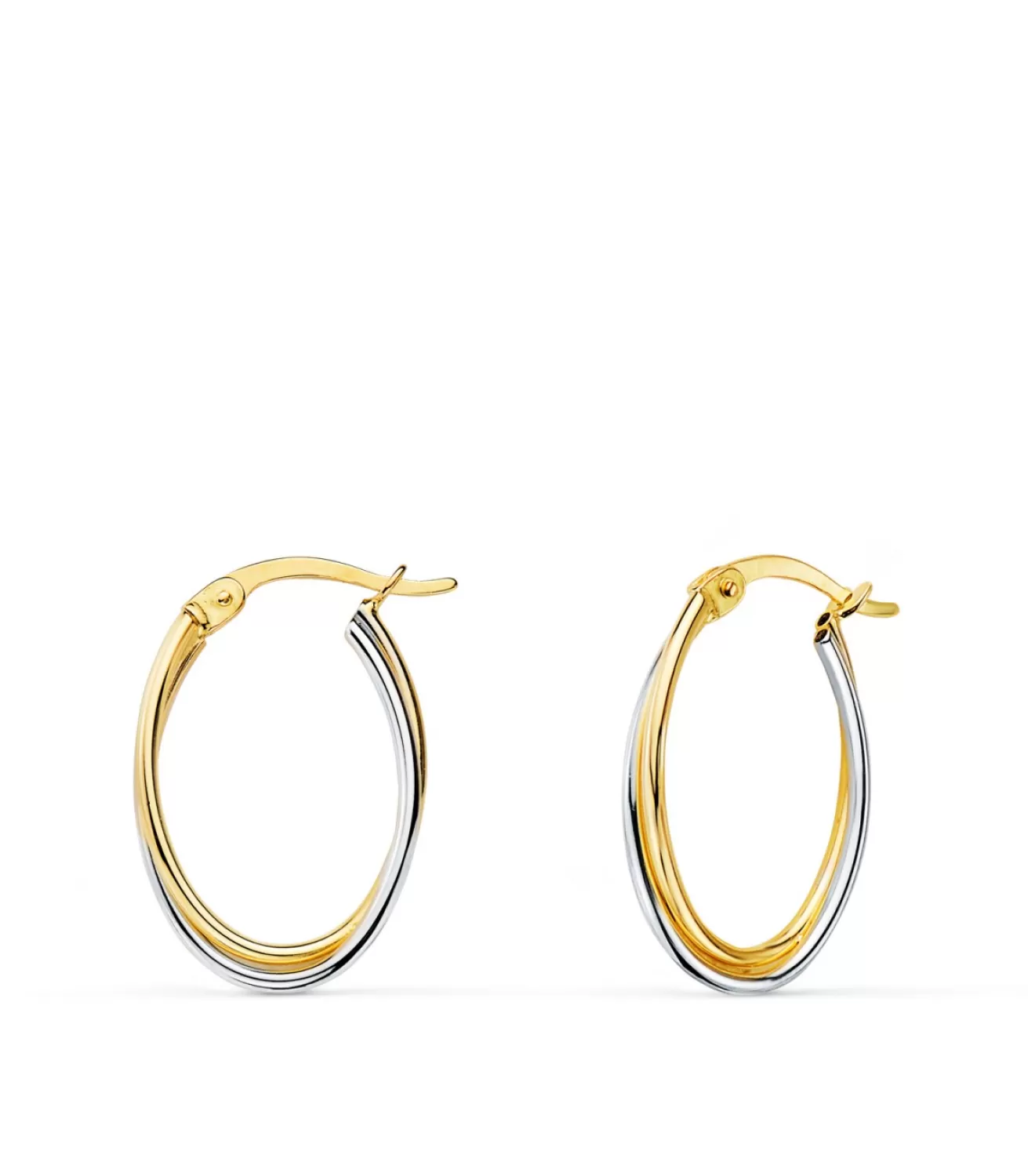 Pendientes Aros Oval Oro Bicolor 18K 19Mm<Alda Joyeros Best Sale