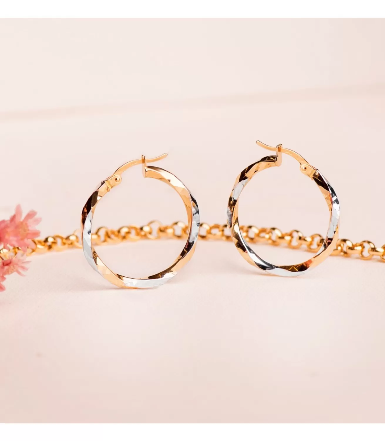 Pendientes Aros Trenzados Oro Bicolor 18K 25Mm<Alda Joyeros Discount