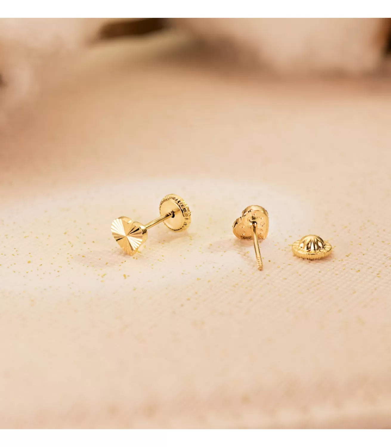 Pendientes Bebé Oro 18K Corazon Tallados 5Mm<Alda Joyeros Discount