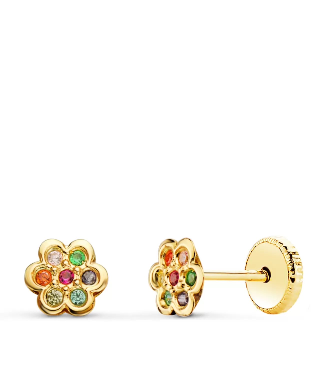Pendientes Bebé Piedras Colores Oro 18K Flor<Alda Joyeros Flash Sale