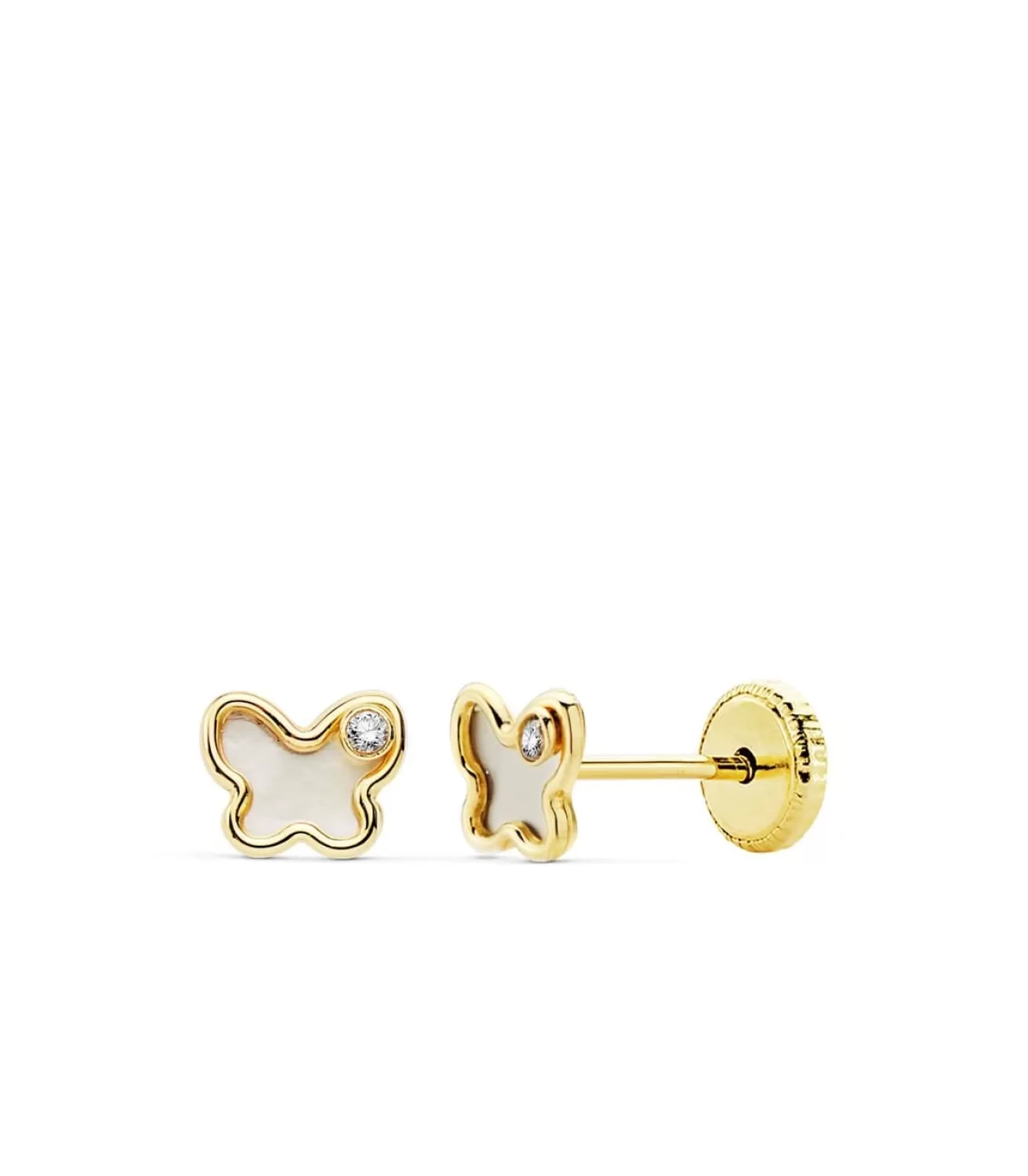 Pendientes De Bebé Adriana Oro Amarillo 18K Mariposas Nacar 5Mm<Alda Joyeros Store