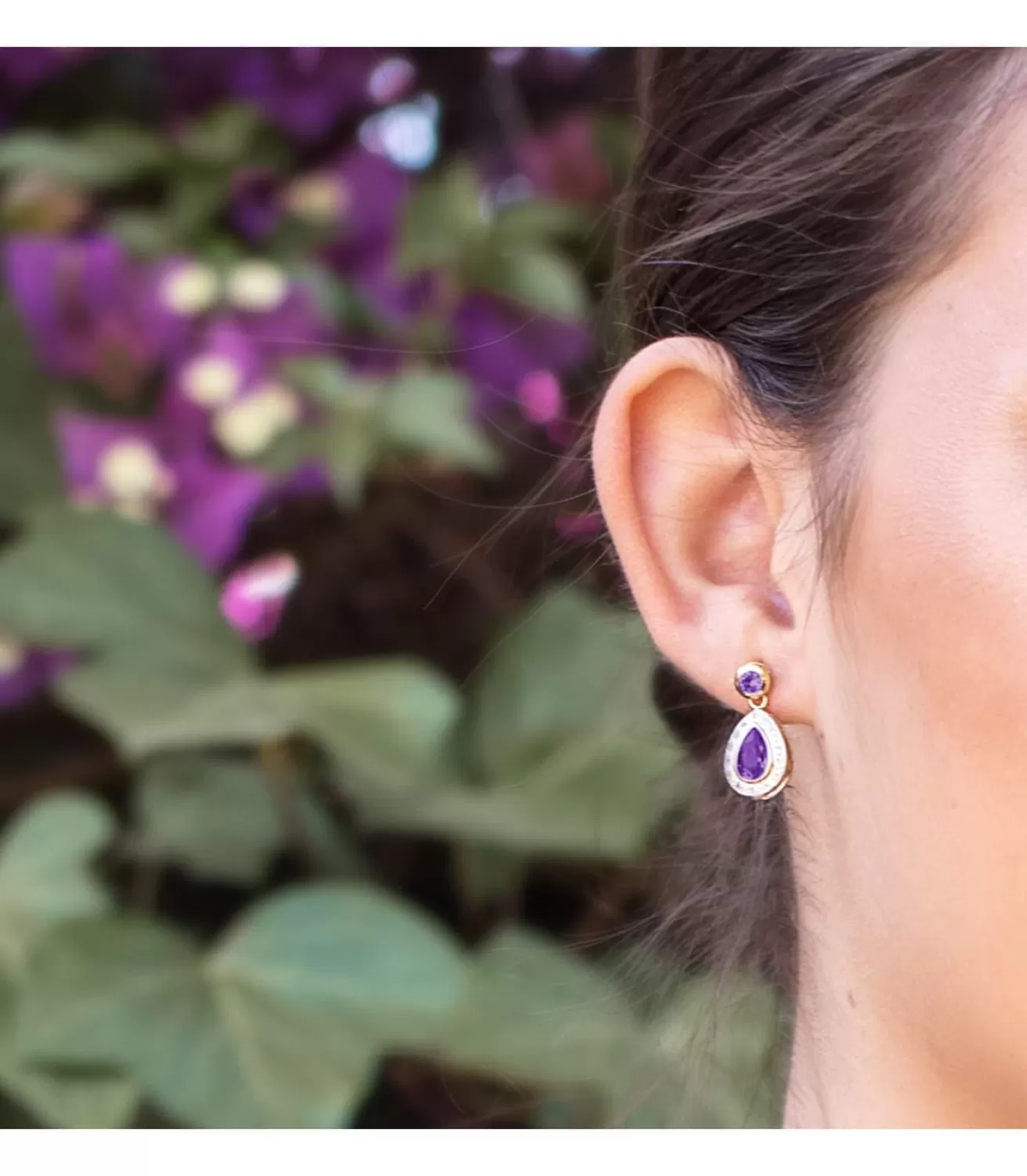 Pendientes Nebraska Oro Bicolor 18K Amatista 18Mm<Alda Joyeros Best