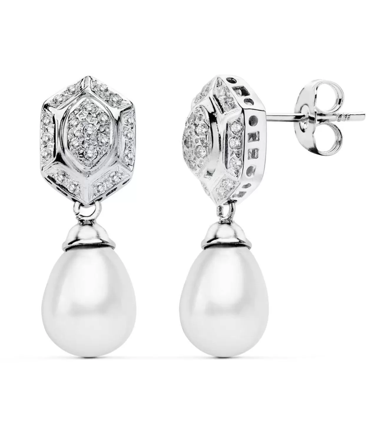 Pendientes Oro Blanco 18 Ktes Largos Perlas. Mod. Toulouse<Alda Joyeros Flash Sale