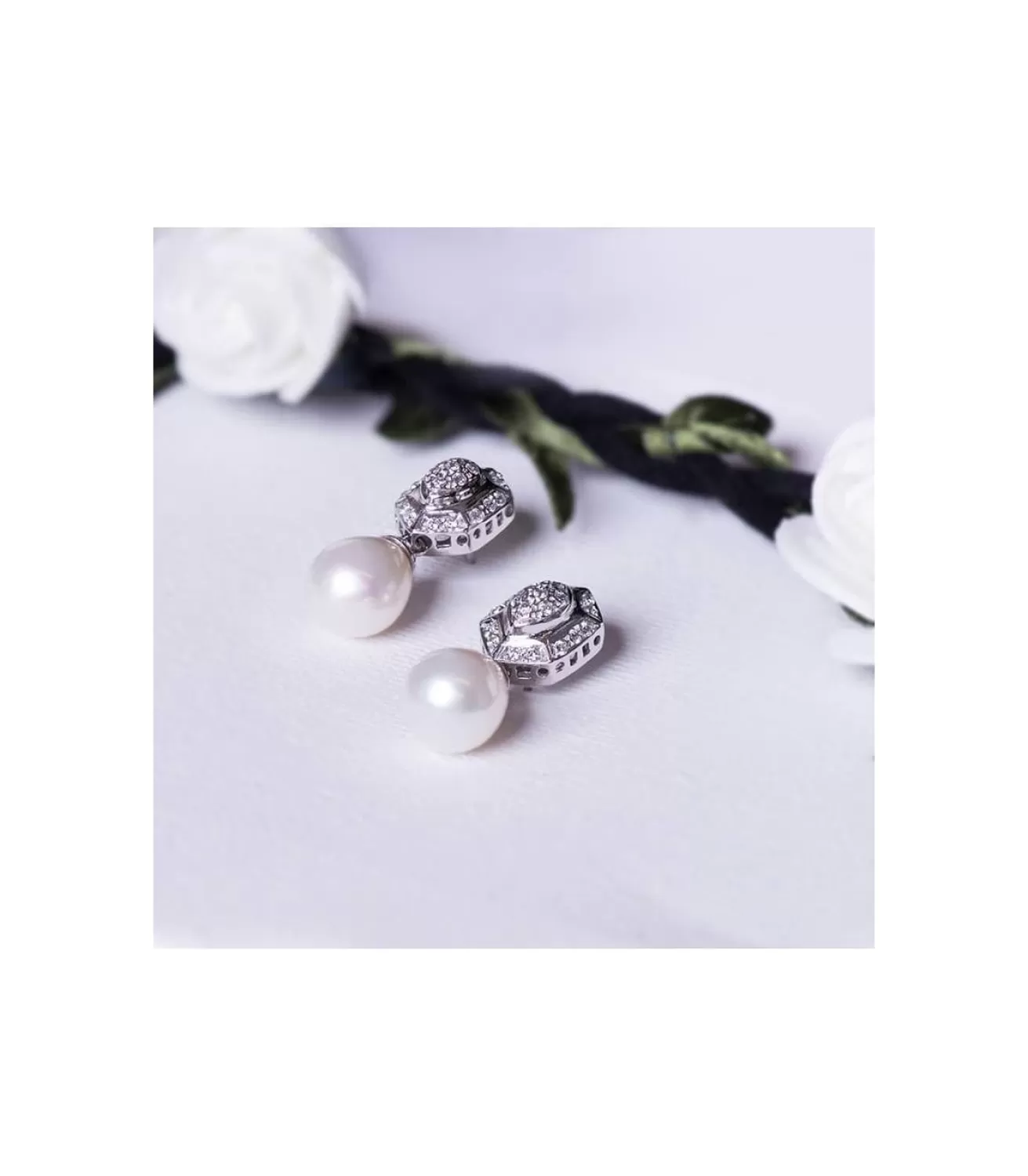 Pendientes Oro Blanco 18 Ktes Largos Perlas. Mod. Toulouse<Alda Joyeros Flash Sale