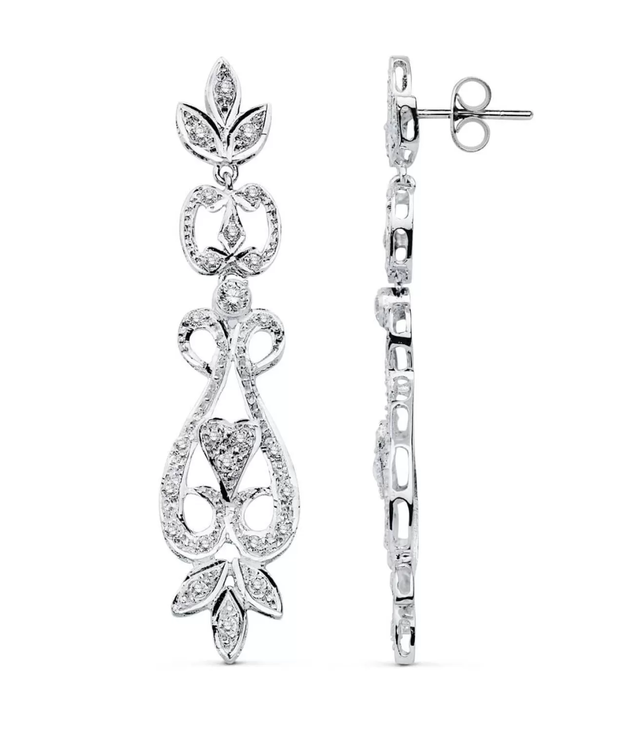 Pendientes Oro Blanco 18 Ktes Largos Y Circonitas. Garonne<Alda Joyeros Cheap