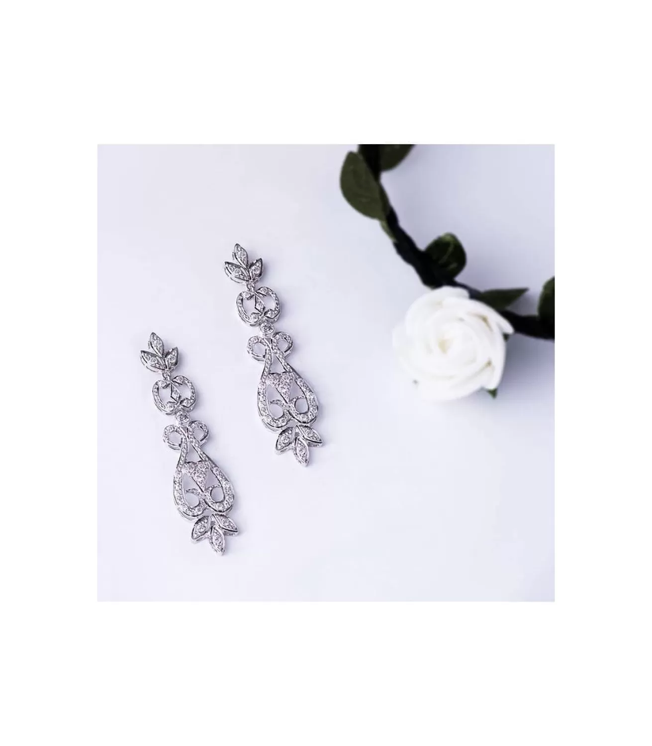 Pendientes Oro Blanco 18 Ktes Largos Y Circonitas. Garonne<Alda Joyeros Cheap