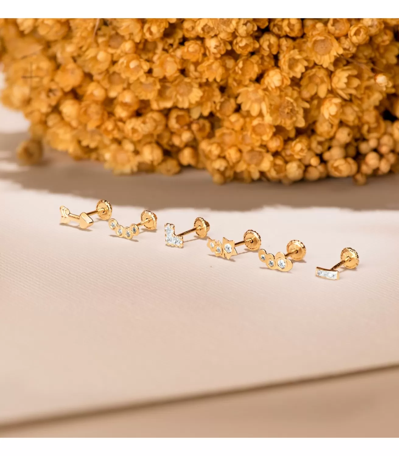 Piercing Oreja Oro Amarillo 18K Corazones<Alda Joyeros Online