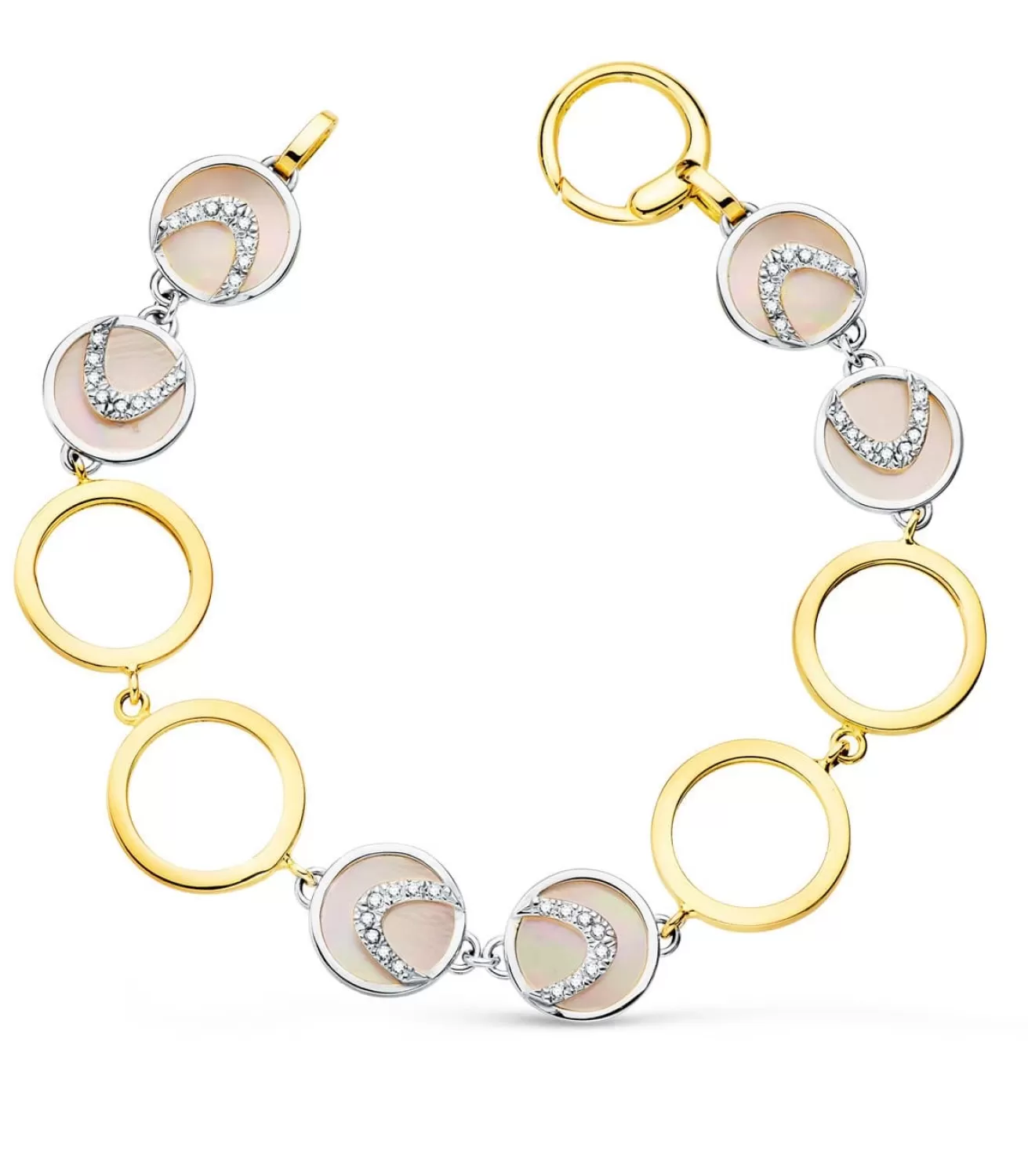 Pulsera Mujer Oro Bicolor 18K Nacar 20Cm<Alda Joyeros Online